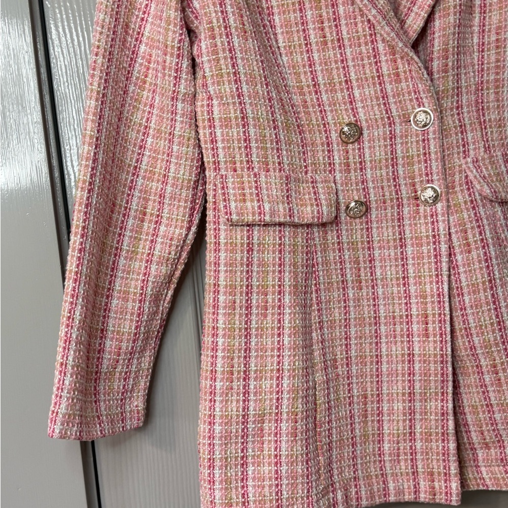 SHEIN Pink Plaid Blazer Suit Jacket | Medium - Picture 5 of 15